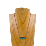 NKY220530-04-COPPER-GREEN                       16 inches copper metal chain with rectangle green turquoise stone pendant Necklace