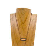 NKY220530-04-COPPER-ORANGE              16 inches copper metal chain with rectangle orange turquoise stone pendant Necklace