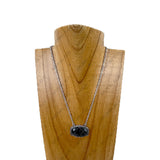 NKY220530-06SL-BLUE                 16'' silver metal chain with blue turquoise pendent Necklace