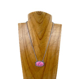 NKY220530-06SL-BLUE                 16'' silver metal chain with blue turquoise pendent Necklace