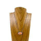 NKY220530-06SL-BLUE                 16'' silver metal chain with blue turquoise pendent Necklace