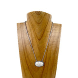 NKY220530-06SL-BLUE                 16'' silver metal chain with blue turquoise pendent Necklace