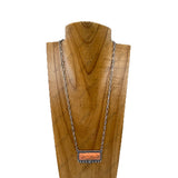 NKY220530-07-BLUE             22'' silver metal chain with blue turquoise rectangle pendent Necklace