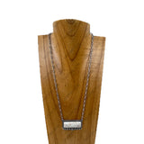 NKY220530-07-BLUE             22'' silver metal chain with blue turquoise rectangle pendent Necklace