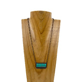 NKY220530-07CP-BLUE                22'' Copper metal chain with blue turquoise rectangle pendent Necklace