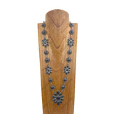 NKY230430-02                  29'' Silver metal with black stone chain Necklace