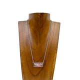 NKY230530-01-C	"                          Silver metal chain with oyster copper turquoise  triangle pendant Necklace"