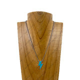 NKY230910-05-BLUE                16'' silver metal chain with blue turquoise lightning pendent Necklace