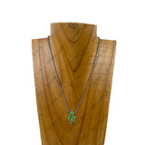 NKY230910-05-BLUE                16'' silver metal chain with blue turquoise lightning pendent Necklace