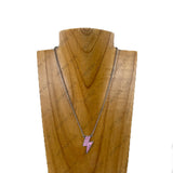 NKY230910-05-BLUE                16'' silver metal chain with blue turquoise lightning pendent Necklace