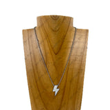 NKY230910-05-BLUE                16'' silver metal chain with blue turquoise lightning pendent Necklace