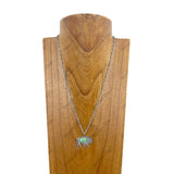 NKY231115-02-BLUE                      22 inches silver metal chain with center blue turquoise stone metal buffalo pendent Necklace