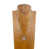 NKY231115-02-BLUE                      22 inches silver metal chain with center blue turquoise stone metal buffalo pendent Necklace