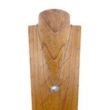 NKY231115-02-BLUE                      22 inches silver metal chain with center blue turquoise stone metal buffalo pendent Necklace