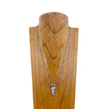 NKY231115-04-BLUE              23 inches silver metal chain with blue turquoise stone lightning bolt Necklace