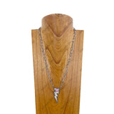 NKY231115-04-BLUE              23 inches silver metal chain with blue turquoise stone lightning bolt Necklace