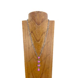 NKY231115-05-BLUE                 22 inches silver metal chain with four blue turquoise stone teardrops Necklace