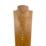 NKY231115-05-BLUE                 22 inches silver metal chain with four blue turquoise stone teardrops Necklace