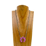 NKY240125-05-BLACK                    22 inches silver metal chain with black stone horseshoe pendent Necklace