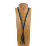 NKY240212-01                         30 Inches black braid leather Necklace