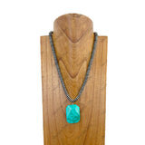 NKY240212-10                 21 Inches silver Navajo pearl beads with blue turquoise stone pendent Necklace