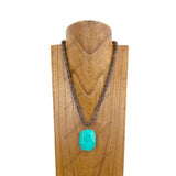NKY240212-10                 21 Inches silver Navajo pearl beads with blue turquoise stone pendent Necklace