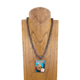 NKY240212-16                      21 Inches copper Navajo pearl beads with western picture frame Necklace