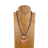 NKY240212-16                      21 Inches copper Navajo pearl beads with western picture frame Necklace