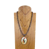 NKY240212-16                      21 Inches copper Navajo pearl beads with western picture frame Necklace