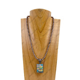 NKY240212-24                      18 Inches copper Navajo pearl beads with western picture frame Necklace