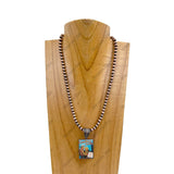 NKY240212-24                      18 Inches copper Navajo pearl beads with western picture frame Necklace