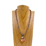 NKY240212-24                      18 Inches copper Navajo pearl beads with western picture frame Necklace