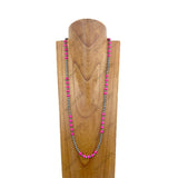 NKY240427-03                   33 Inches silver Navajo pearl with hot pink turquoise round stone beads Necklace