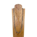 NKY240427-04                  33 Inches silver Navajo pearl with black round stone beads Necklace