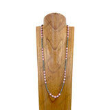 NKY240427-05                  33 Inches silver Navajo pearl with light pink round stone beads Necklace