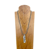 NKY240715-01-BLUE             24 inches silver Navajo pearl beads with blue turquoise stone pendant Necklace
