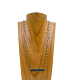 NKY241130-01-BLACK                      Silver metal chain with blue turquoise stone bar Necklace