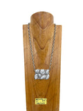 NKY241130-02-SILVER-BLUE                  24 Inches silver metal chain with blue turquoise stone pendent Necklace