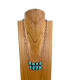 NKY241130-03-COPPER-BLUE                    24 Inches copper metal chain with blue turquoise stone pendent Necklace (Copy)