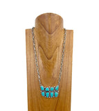 NKY241130-03-SILVER-BLUE                  24 Inches silver metal chain with blue turquoise stone pendent Necklace (Copy)