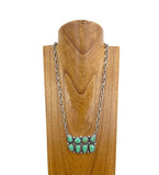 NKY241130-03-SILVER-BLUE                  24 Inches silver metal chain with blue turquoise stone pendent Necklace (Copy)