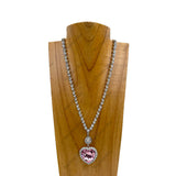 NKY241215-05-CLEAR               21 inches Silver metal and crystal chain with clear heart pendent Necklace