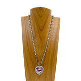 NKY241215-06-CLEAR               21 inches Silver metal and crystal chain with clear heart pendent Necklace