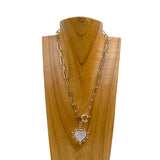 NKY241215-07-SILVER-CLEAR          18 Inches silver metal chain with clear crystal heart pendent Necklace