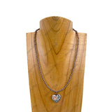 NKY241221-06              17'' Copper Navajo pearl beads with heart pendent Necklace