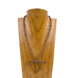 NKY250109-29               19 inches Silver Navajo pearl beads with bow tie Necklace