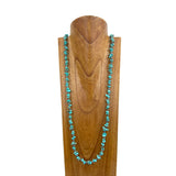 NKY250121-04                40 inches silver Navajo pearl beads with blue turquoise stone chips Necklace