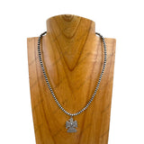 NKY250121-106                 16 inches silver Navajo pearl beads with eagle pendant Necklace