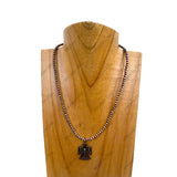 NKY250121-106                 16 inches silver Navajo pearl beads with eagle pendant Necklace