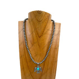 NKY250121-108       17 inches silver Navajo pearl beads with Eagle pendant Necklace